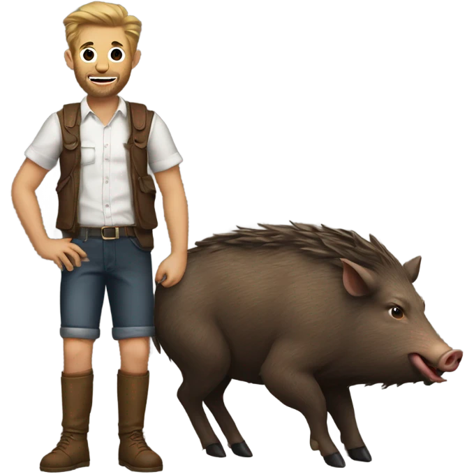 a man riding a wild boar with a shirt that says ,,florin,, emoji