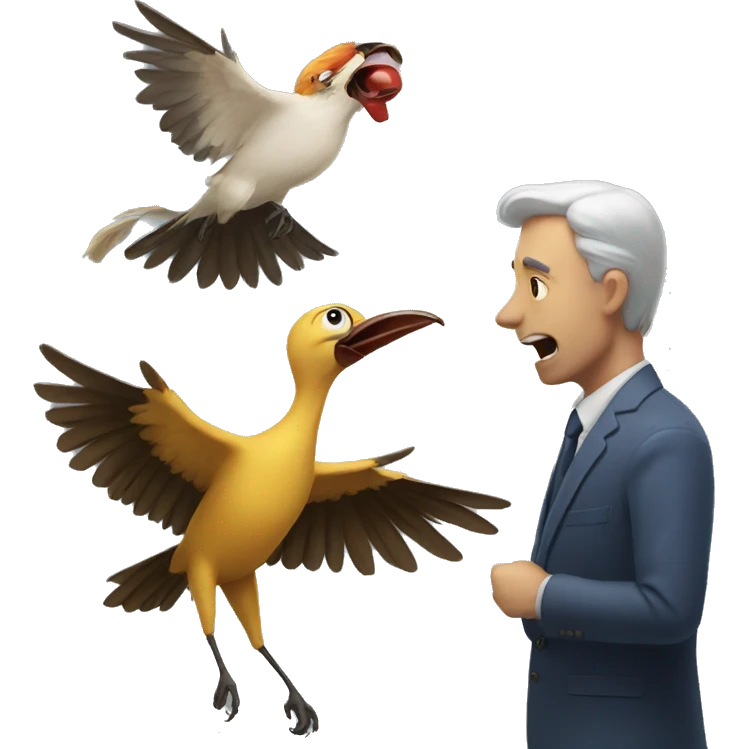 A bird hitting a man  emoji
