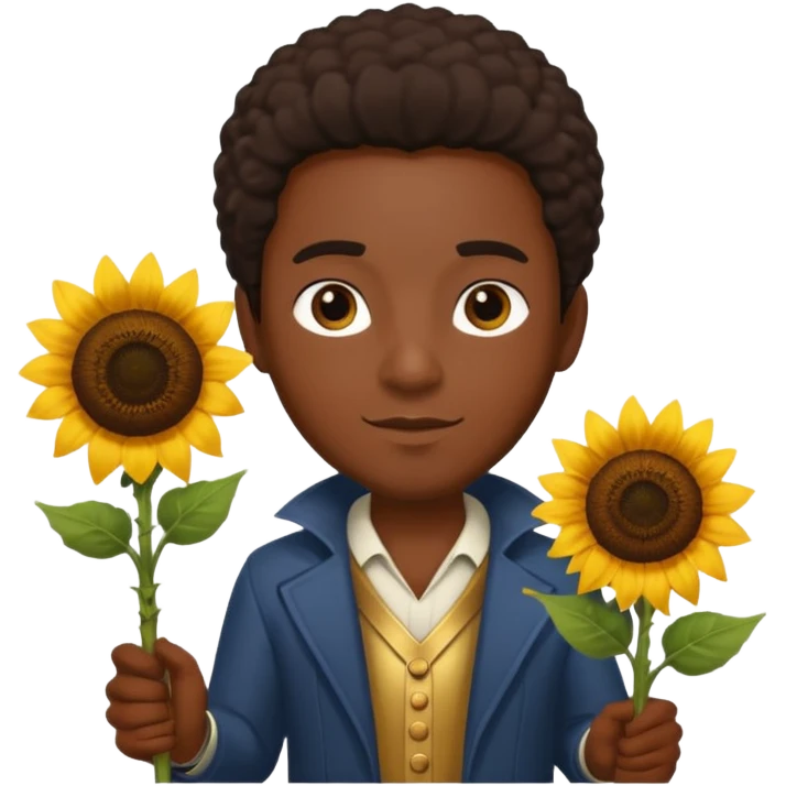 black man god with sunflower, scepter emoji