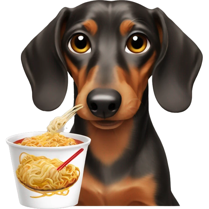 Dachshund eating cup ramen  emoji