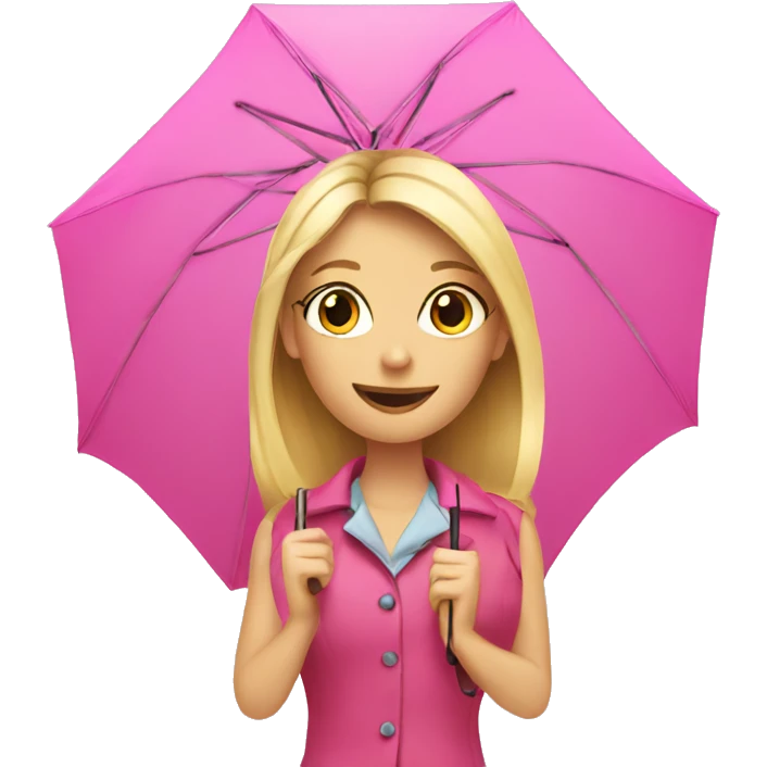 Blond girl holding pink umbrella emoji
