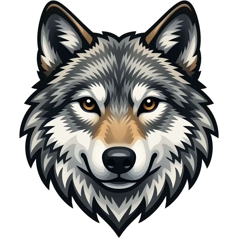 Tribal wolf tattoo pattern logo emoji