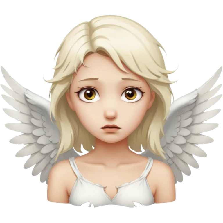 Female angel with torn wings, exposed collarbones, sorrow and lust intertwined emoji