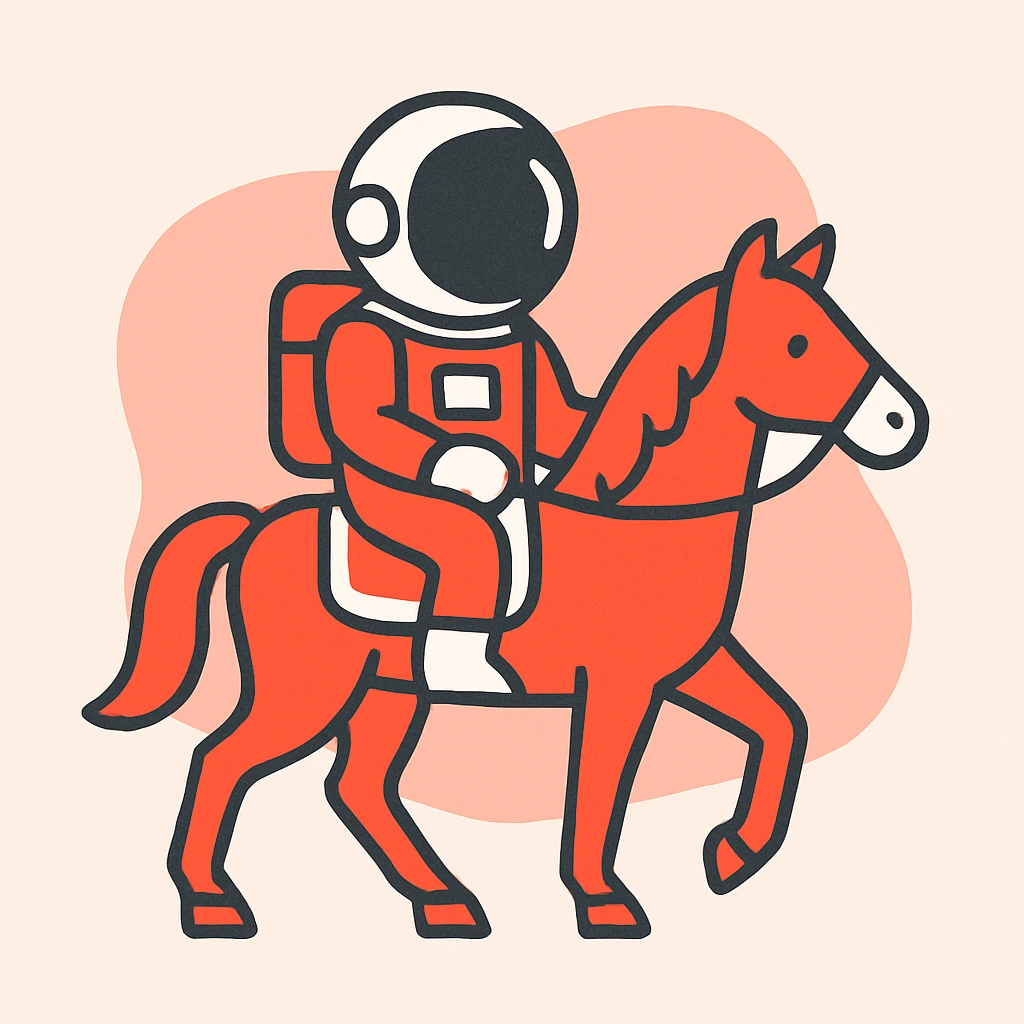 astronaut on horseback with stars in background emoji