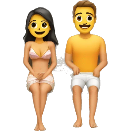 Um casal em uma cabana A-frame  emoji