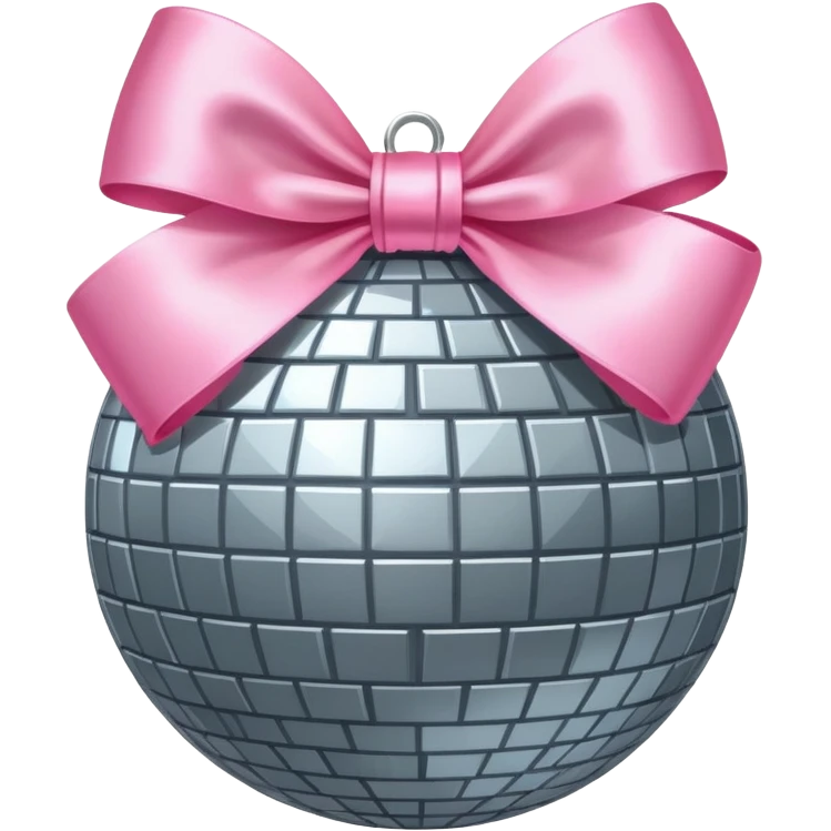 gray disco ball with pink bow emoji