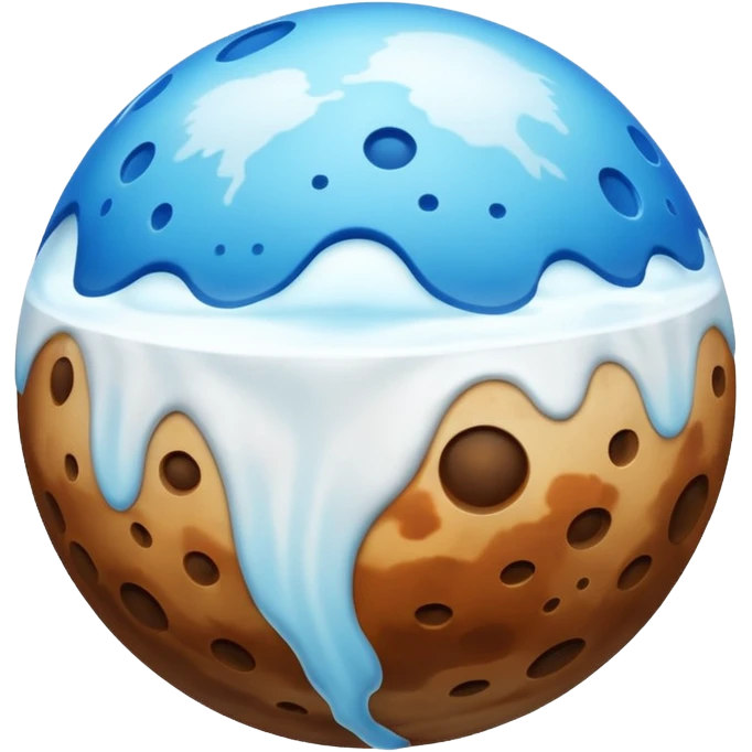 sphere globe planet, surface covered with white gas and stream emoji