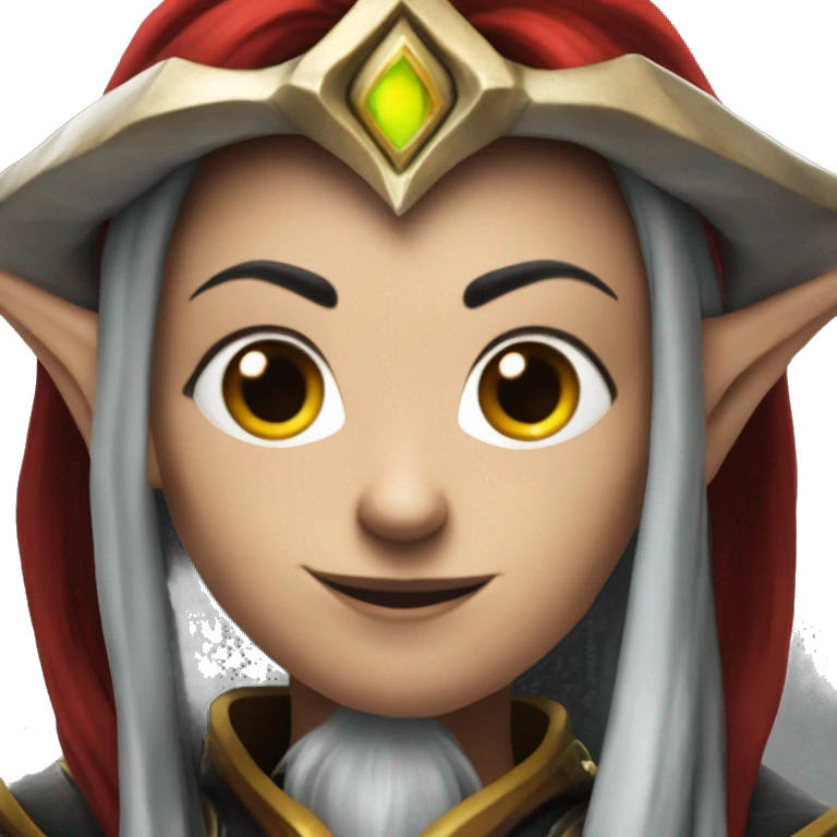High elf from world of warcraft, with black red hair, smoking emoji