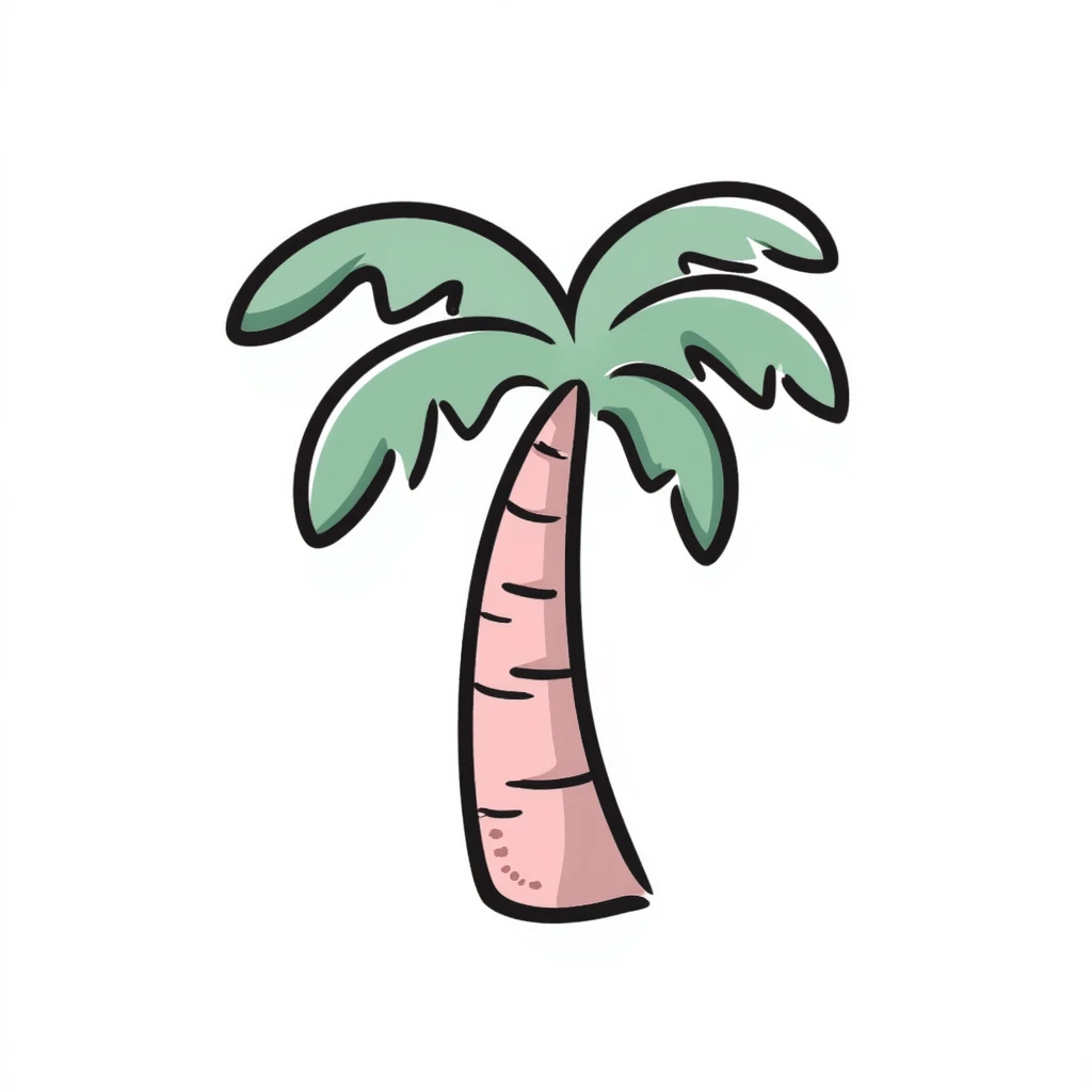 palm tree with pastel pink trunk and pastel green leaves emoji