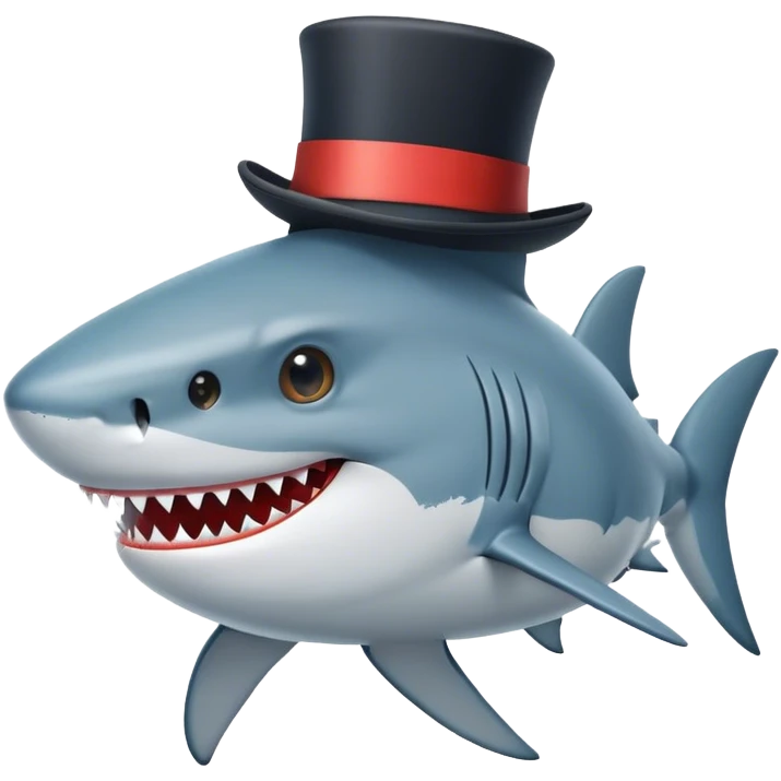 Shark with a top hat emoji