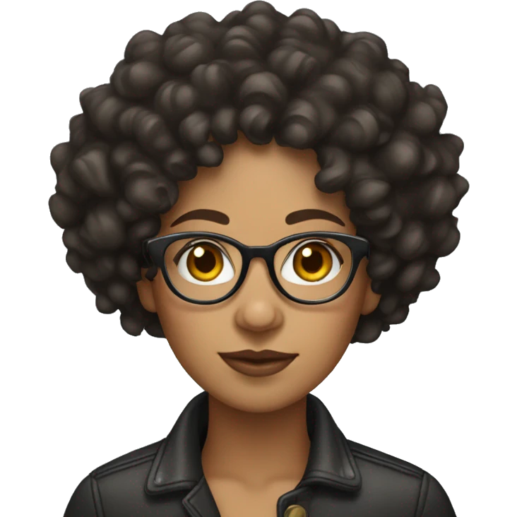 Lightskin dark curly hair woman with glasses  emoji