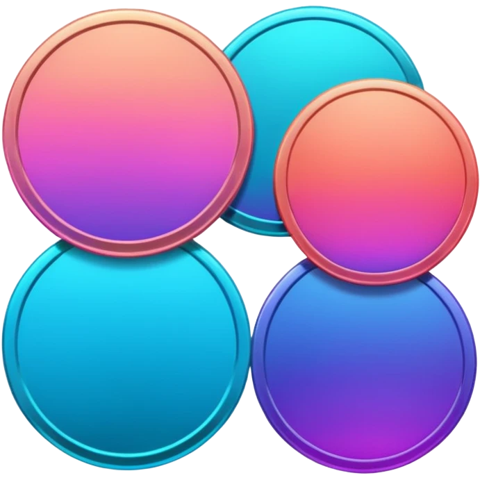 coins  pack in gradient of turquoise, blue, pink, purple, and coral color emoji