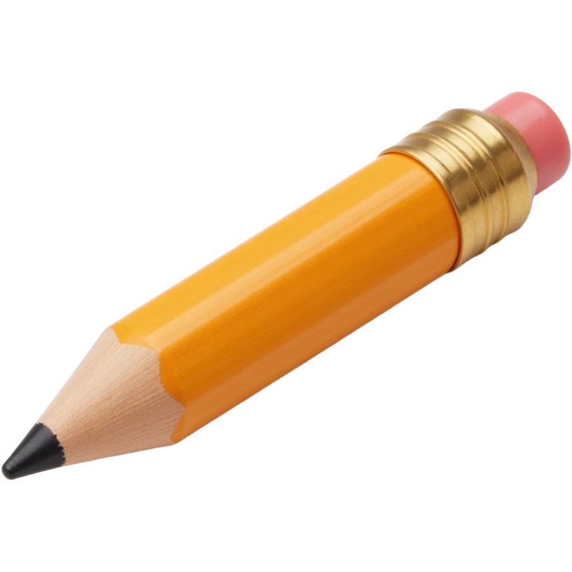wooden pencil icon, with visible wood grain and realistic shading, skeuomorphism style emoji