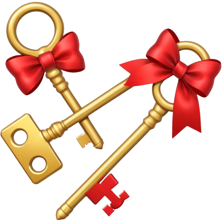 gold 2 keys with a red bow emoji