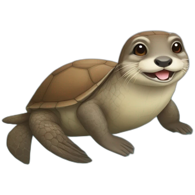 Loutre sur une tortue emoji