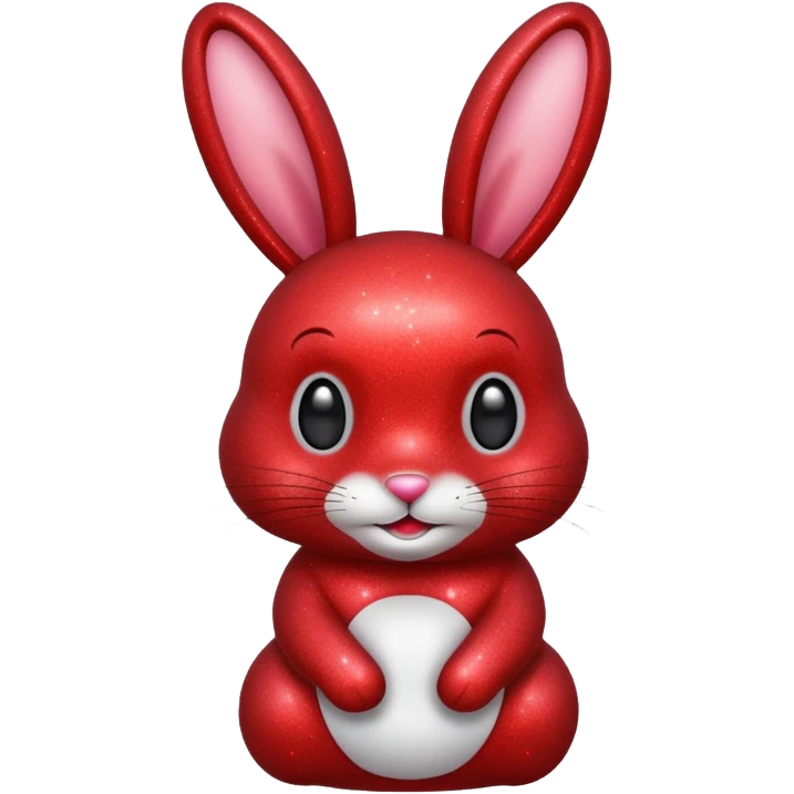 red glitter rabbit Happy  emoji