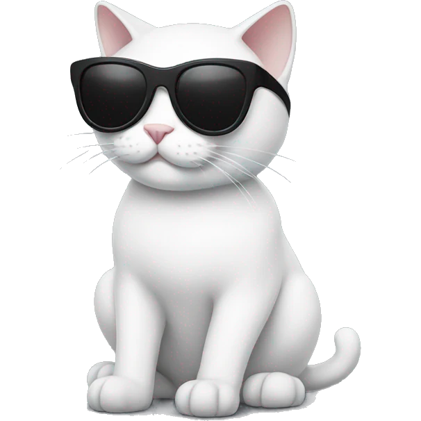 White and black Cat with sunglasses emoji