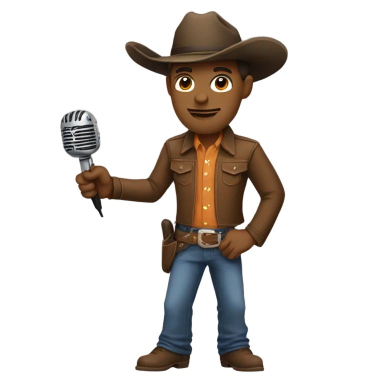 Guy with cowboy hat and microphone  emoji