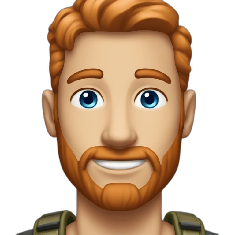 hiker blue eyes man slick copper hair clean shaven emoji