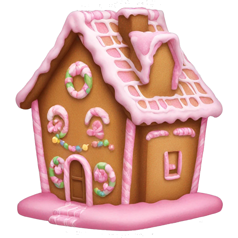 A pink gingerbread house emoji
