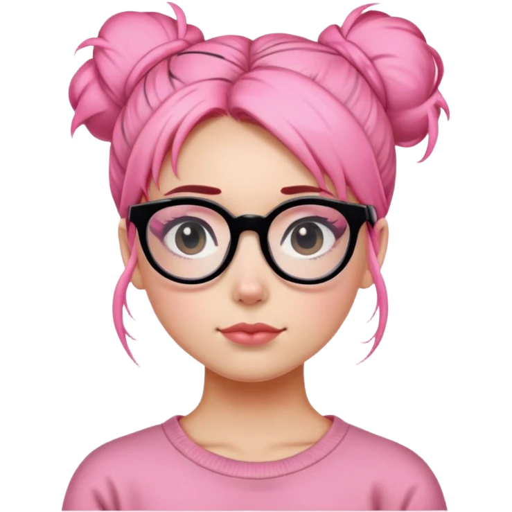 Pink messy bun girl with black glasses emoji
