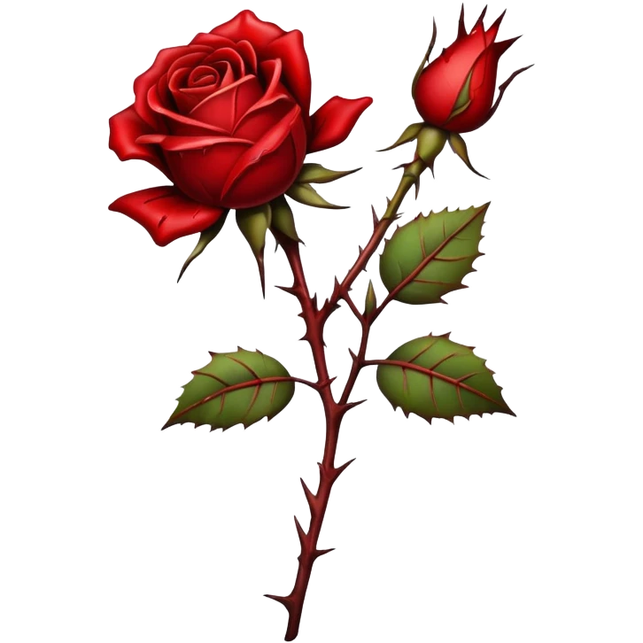 dead rose with thorns and blood coming off of it emoji