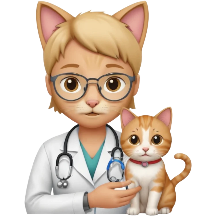 veterinarian examining a cat emoji