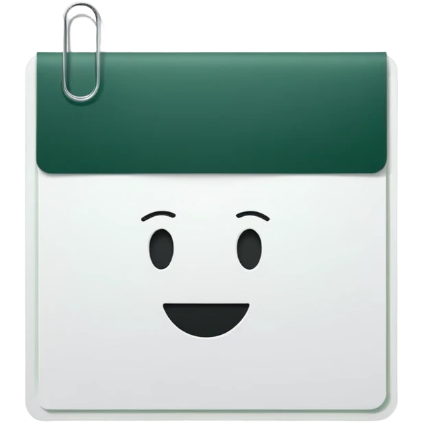 modern minimalist white document with a header on top and a dark green stamp at the bottom, no faces, emoji style emoji