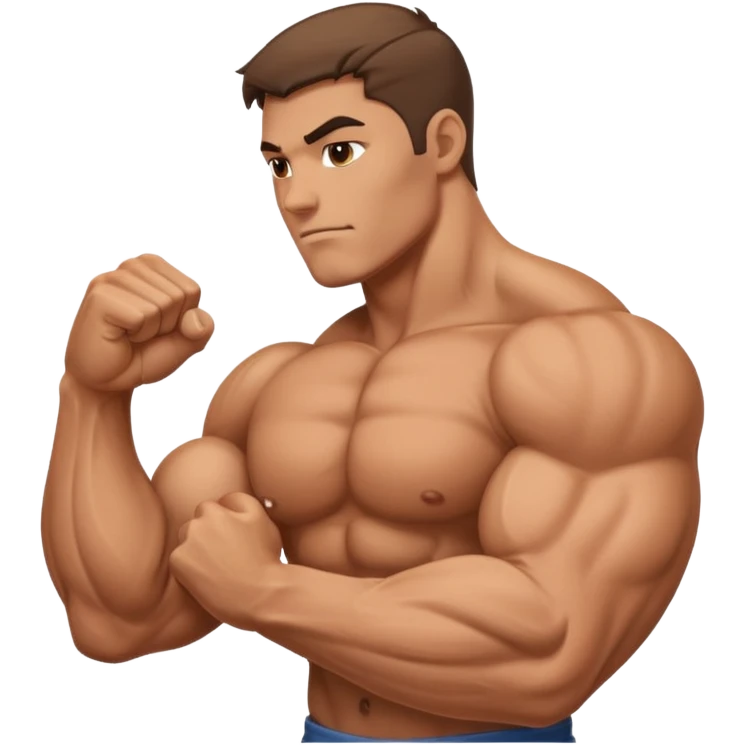 big muscular arm, fist to shoulder view emoji