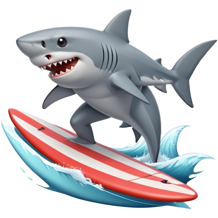 Un requin qui fait du surf ￼ emoji