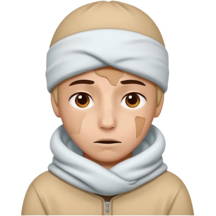 A person with headaches and a cold pad on the head emoji