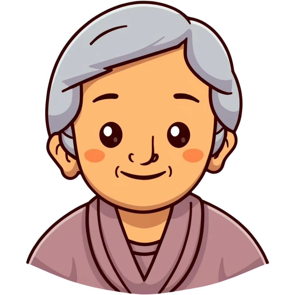 warm smiling grandmother with straight hair and brown eyes emoji