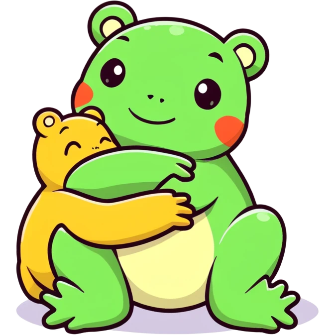 Rana abrazando a un oso emoji