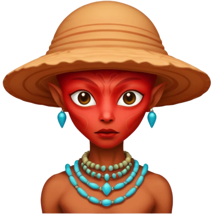 alien living in desert, dressed like a desert alien, redcolorful, accessories, just face  emoji
