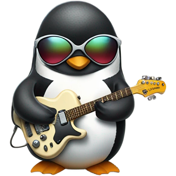 Penguin with hoodie playing guitar with pit vipers  emoji