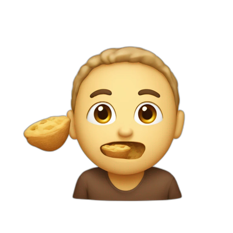 Un humain qui mange du caca emoji