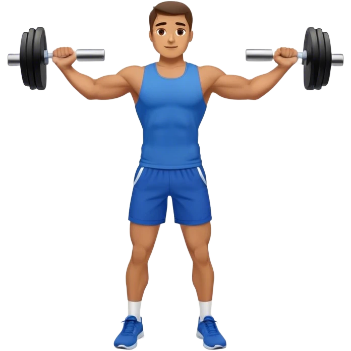man with blue shorts doing dumbbell lateral-raise (T-pose) side-deltoid exercise emoji