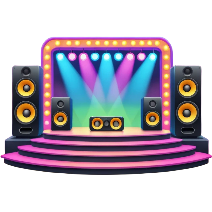concert stage with colorful lights and speakers emoji
