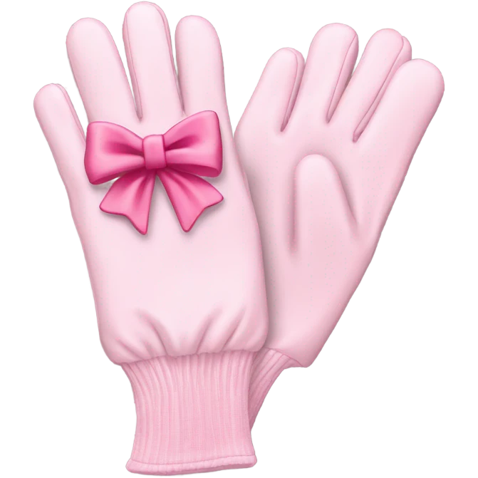 Pale pink garden gloves with pink bow at bottom emoji