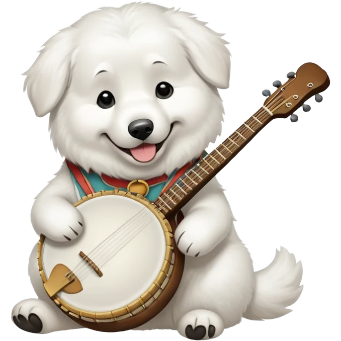 great pyrenees playing the banjo  emoji
