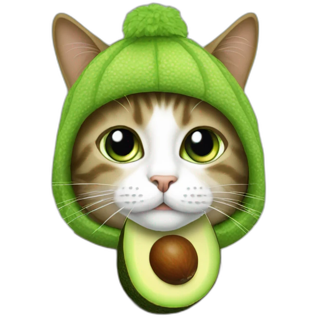 cat wearing an avocado hat emoji