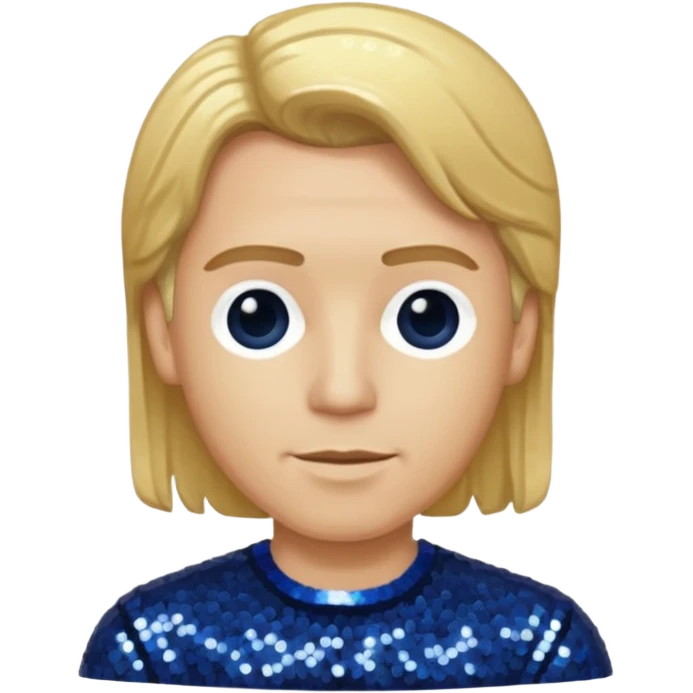 Bill Sage as Coach Heider from Mysterious Skin with light skin, golden blonde hair, dark blue sequin outfit emoji