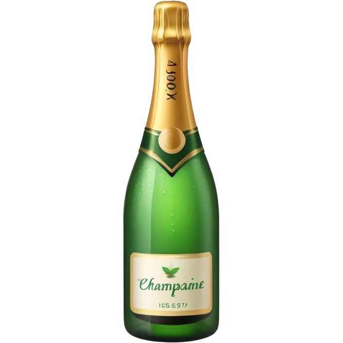 green champagne bottle with white paper emoji