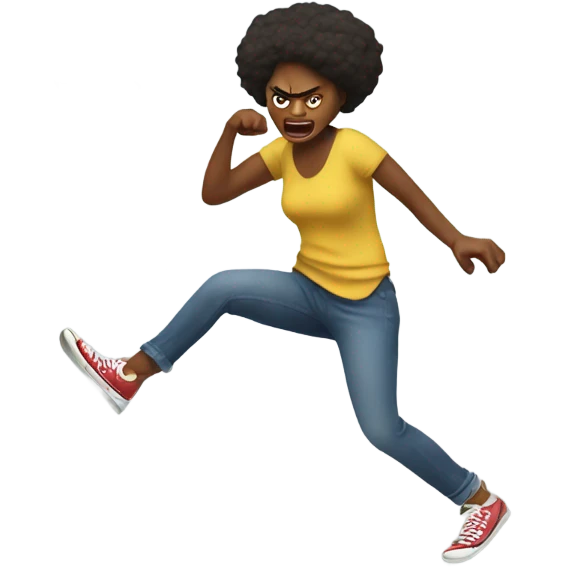 angry woman stomping feet throwing money emoji