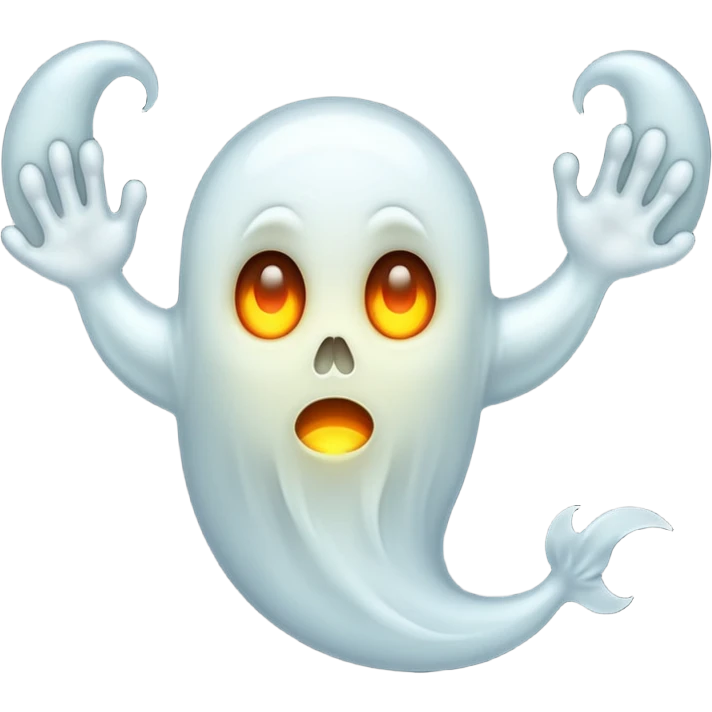 ghost emoji, spooky, glowing eyes, wispy tail emoji