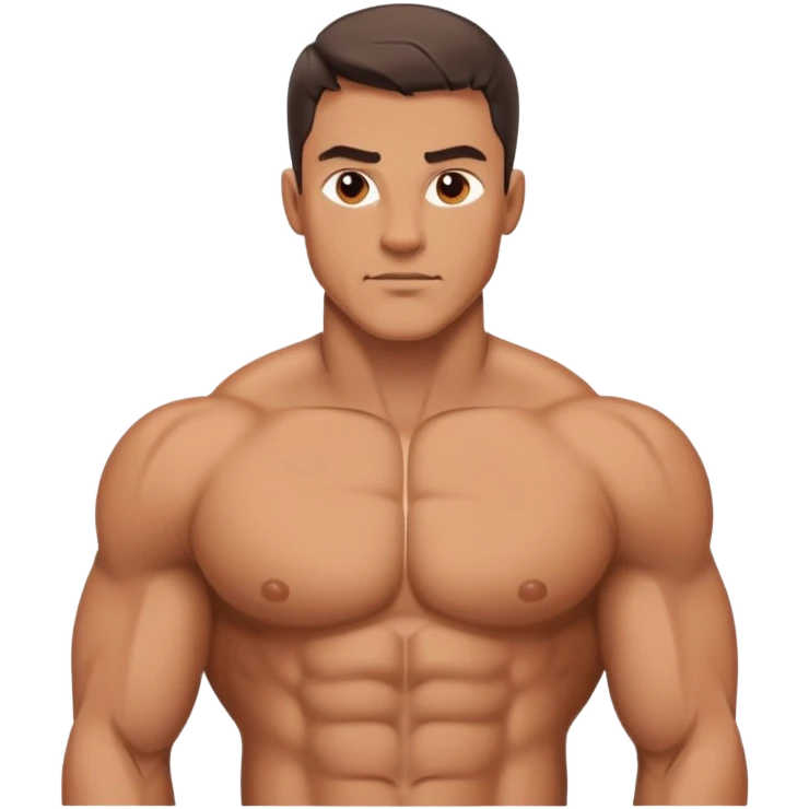 رجل عريض المنكبين بعضلات صدر منحوته ولا يرتدي قميص emoji