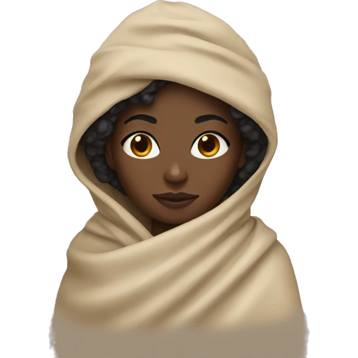 Black girl wrapped in beige blanket  emoji