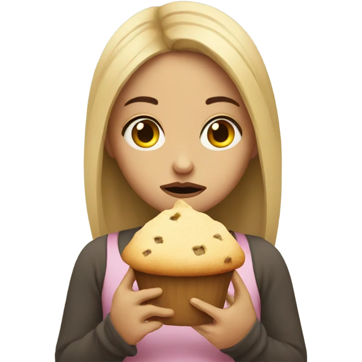 Sad girl with muffin emoji