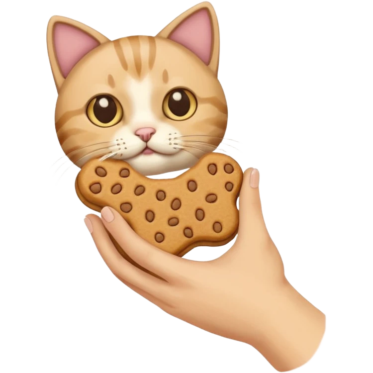 Create this which a hand holding a cat treat emoji