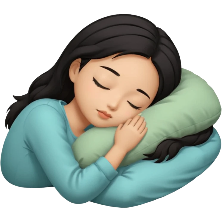 Black haired, tan-skinned Asian girl sleeping alone  emoji
